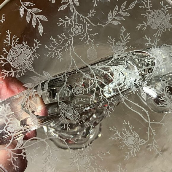 Vintage Fostoria Baroque CHINTZ Triple Tapered Candle Stand 6" Tall #2496 1930's - Picture 13 of 13